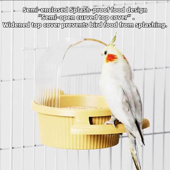 Bird Feeder for Cage – No Mess Feeder & Water Dispenser, Easy to Install and Clean, Semi-Enclosed Design Prevents Splashing (Purple)