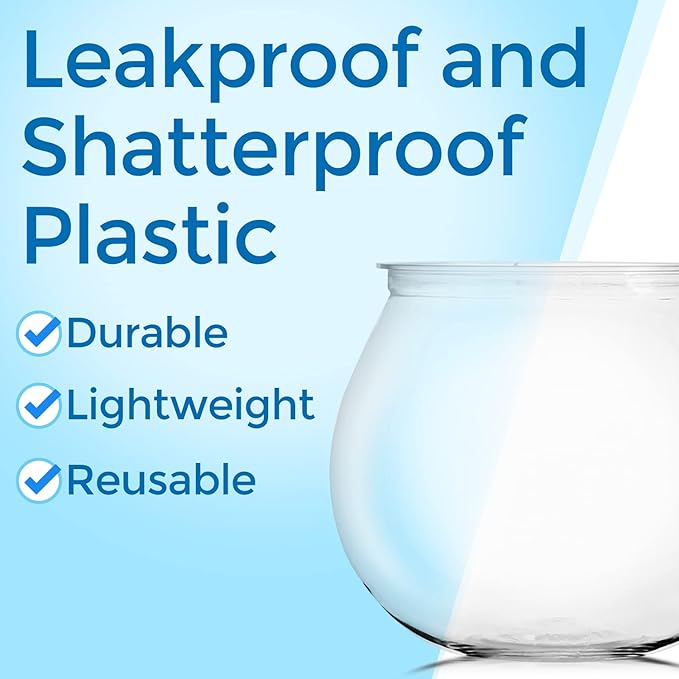 [6 Pack] 27 Ounce Largest Mini Plastic Fish Bowls for Decoration - Fun Sized Fish Bowls for Drinks to Start the Party - Clear Vase for Stunning Centerpieces - Set - Craft Vase Round Clear