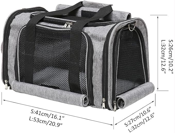 Pet Carrier Bag for Small Medium Cats Dogs Puppies up to 26 Lbs,Steel Frame Dog Carrier,pricacy-Oriented cat Carrier,Collapsible pet Carrier for Easy Storage (Black, Large:20.9"X12.6"X12.6")