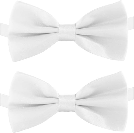 KOOLMOX Dog Bow Tie, Adjustable White Dog Collar Tie for Medium and Large Dogs Cats Pets Wedding Birthday Graduation Holiday Homecoming Costumes Grooming, 2-Pack
