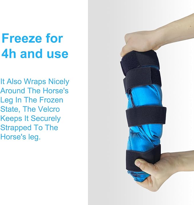 Horse Ice Boots - Reusable Gel Horses Ice Pack for Swelling & Pain | Cooling Leg Wraps for Horse Hock, Horse Knee, Horse Ankle & Horse Hooves | Horse Supplies & Care Gift Ideas - 1 Pair, Blue