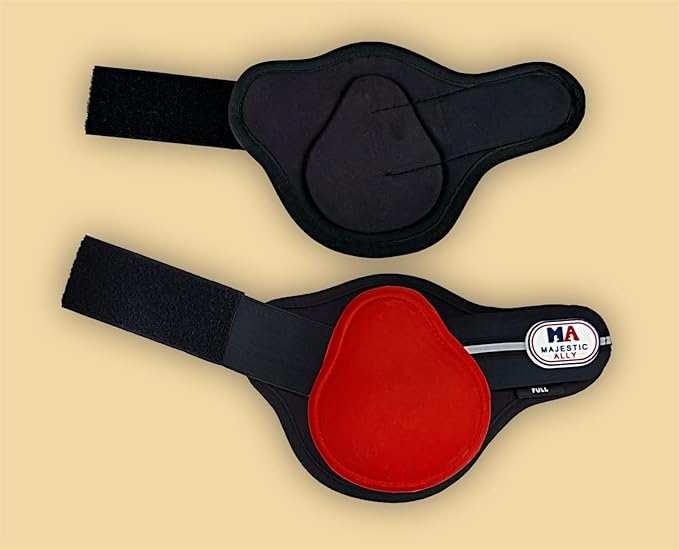 Majestic Ally Horse Leg Protection Fetlock and Tendon Boots Set, PU Shell, Neoprene Lining, Hook and Loop Closures, Multiple Colors and Sizes