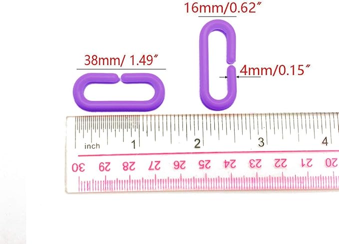 200-Piece Purple Plastic Chain Links & Toys - Interlocking C-Clip Bird Cage Accessories for Parakeets, Sugar Gliders, Small Pets (Climbing/Swinging Toys)