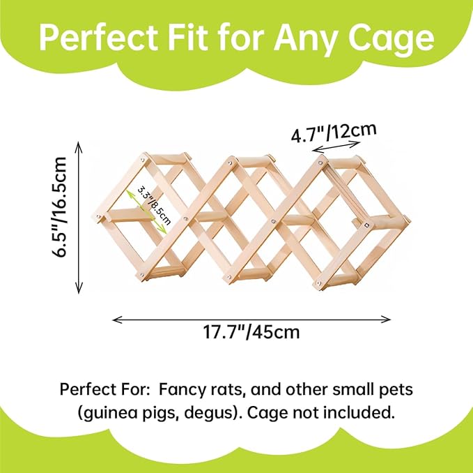 Wooden Rat Climbing Toys for Pet Rats - Natural Cage Accessories,Climbing Ladder,Hanging Enrichment Toys for Fancy Rats,Fun & Safe Play & Chew Activities,S