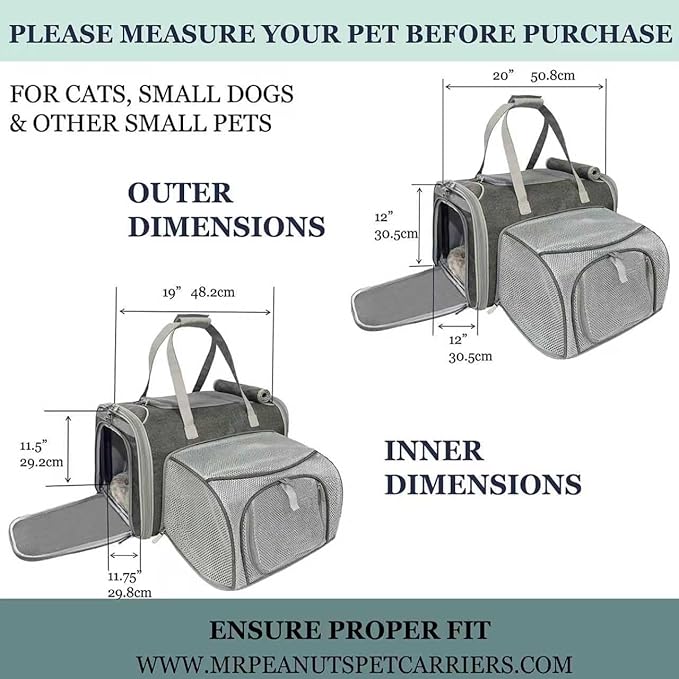 Mr. Peanut's Gold Series Big Apple XL Size Airline Compliant Expandable Pet Carrier V3.0 (Deja Blue)