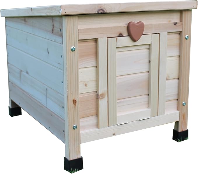 Rockever Outdoor Cat House,Outdoor cat Houses for Feral Cats Weatherproof Rabbit Hutch Small, Wooden Small Pet House and Habitats-Beige