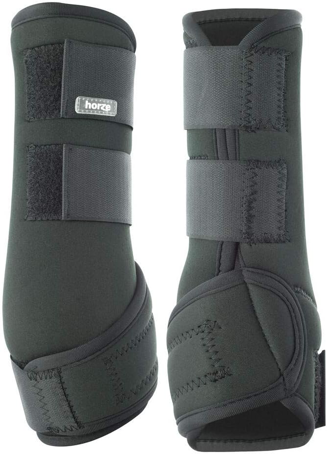 HORZE Brushing Splint Boots for Horses (Pair) - Durable Neoprene, Secure Closure, Lightweight - Black - S