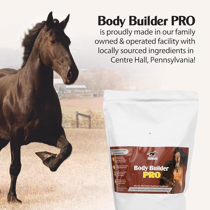 Pennwoods Body Builder Pro, Horse Weight Gain Supplement, Premium High Fat Energy Booster, with Whey Isolate and Concentrate Protein, 4lb Bag