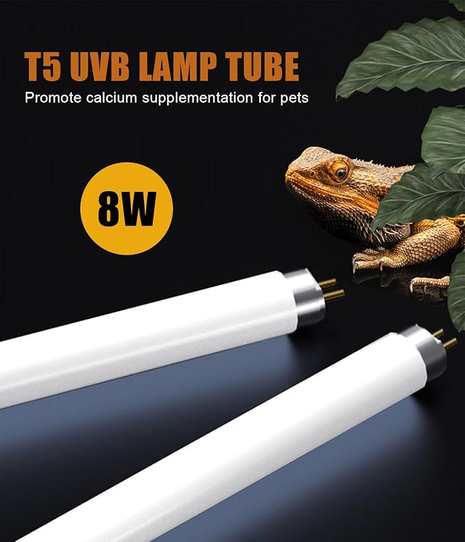 3 Pack T5 10.0 UVB Reptile Light Bulb 8W 12 Inch, UVA UVB Lamp for Bearded Dragons, Chameleons, Turtles, Tortoises, Lizards - Desert & Tropical Reptiles