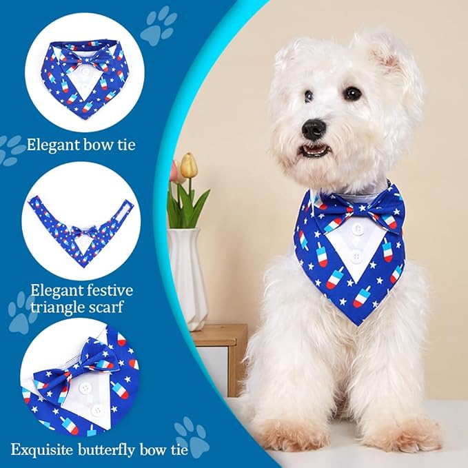 Dog Tuxedo, Adjustable Formal Wedding Outfit Bandana Dog Tux Collar with Bow Tie, Pet Birthday Valentines Outfit Cosplay(X-Small)