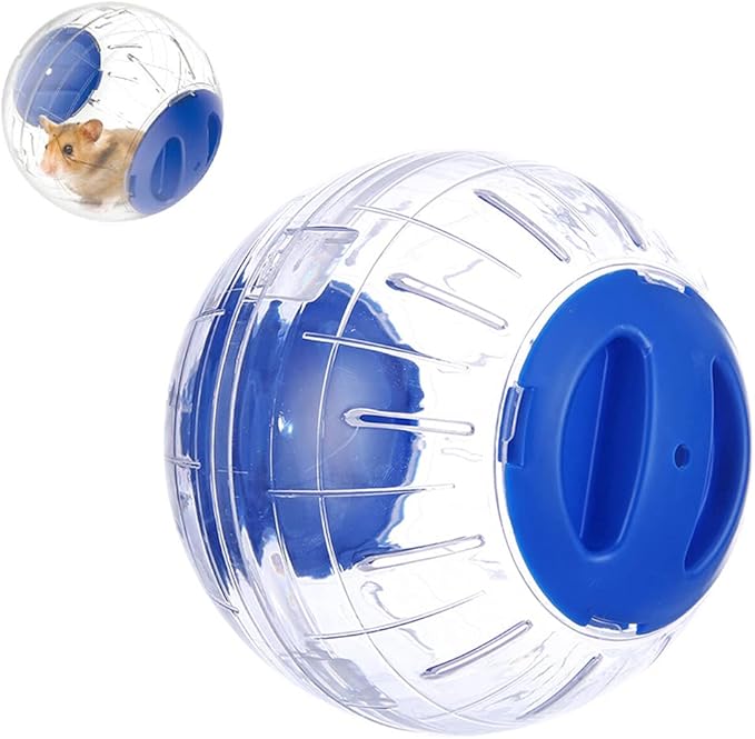 Hamster Exercise Ball Silent Hamster Wheel Small Animals Transparent Ball for Dwar Rat Relieves Boredom and Increases Activity (4.8 inch, Blue)