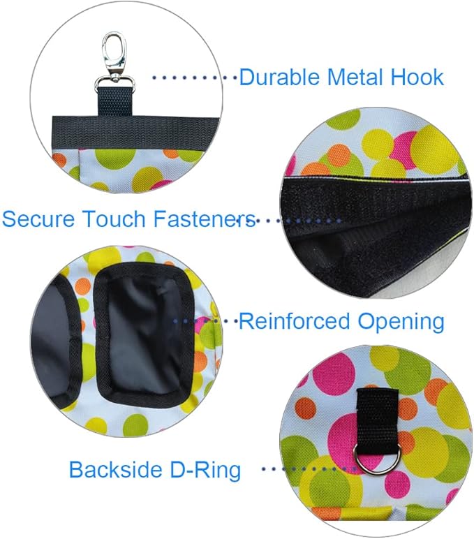 Guinea Pig Hay Feeder, Hanging Rabbit Hay Feeder Bag for Guinea Pigs Bunnies Chinchillas. M, Colorful Dots