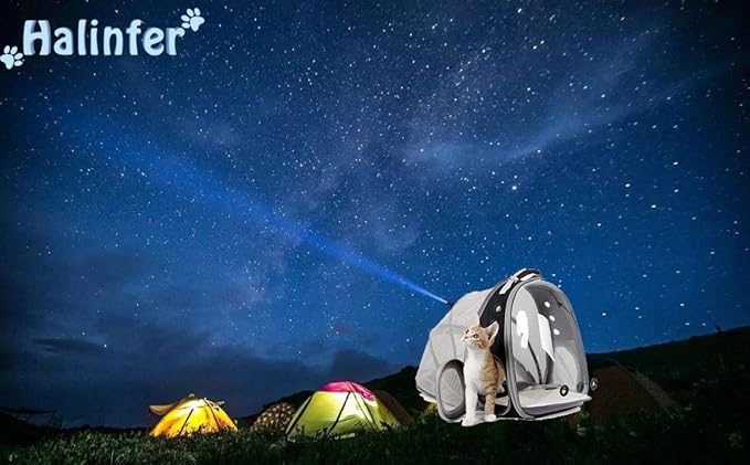 halinfer Cat Bubble Backpack with Fan, Fit up to 12 lbs, Space Capsule Astronaut Clear Window Pet Travel Carrier Backpack for Cat and Small Puppy