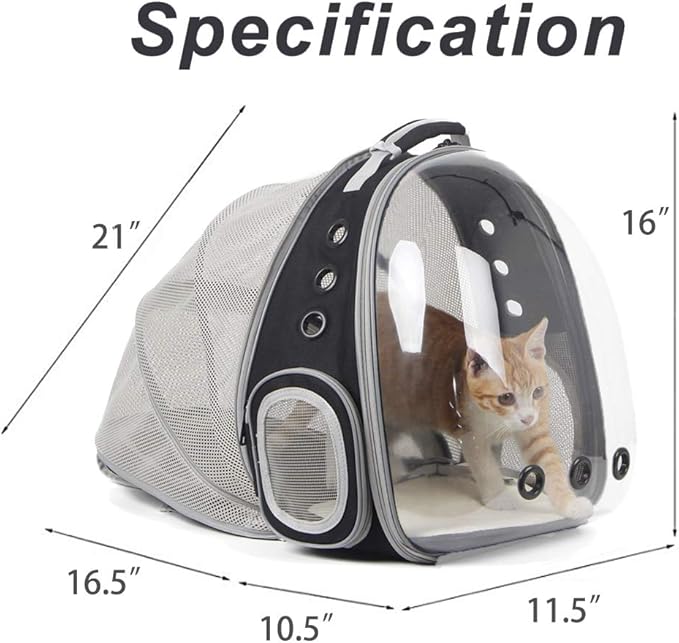 halinfer Cat Bubble Backpack with Fan, Fit up to 12 lbs, Space Capsule Astronaut Clear Window Pet Travel Carrier Backpack for Cat and Small Puppy