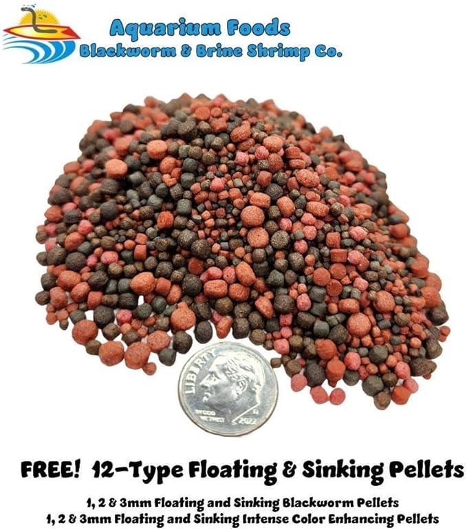 Aquatic Foods Inc. Red River Shrimp - Freeze-Dried 3/8" to 1/2" Red River Shrimp for Cichlids, Koi & Pond Fish, Aquatic Turtles, All Community Tropical Fish, Reptiles, Rodents…1.7oz Sm Round Jar