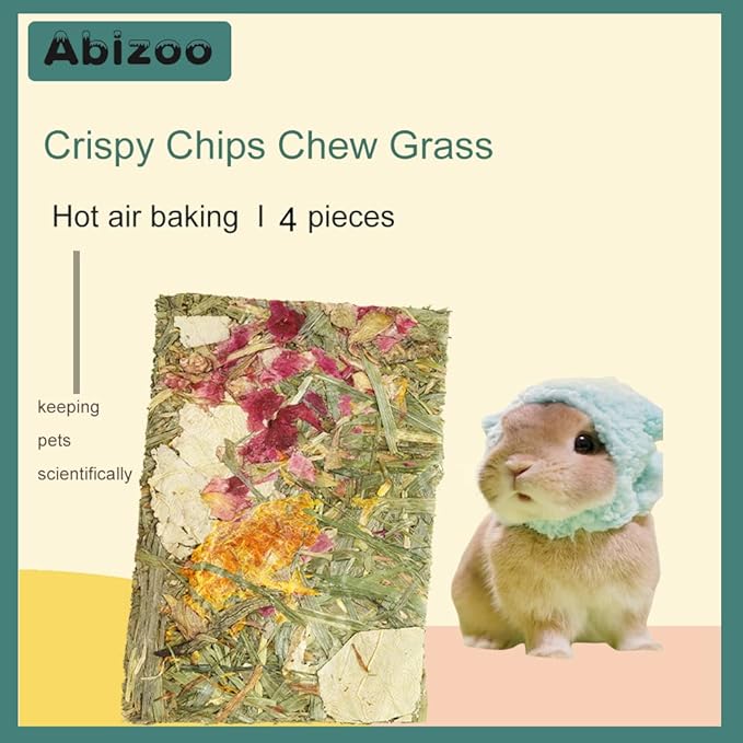 Abizoo 16 Packs Bunny Flower Chew Toys, Natural Rabbit Sticks + Herbal Floral Scent Timothy Hay Treats for Guinea Pig Chinchilla Hamster Rat Degus Gerbil Food Molar Cage Accessories Snack