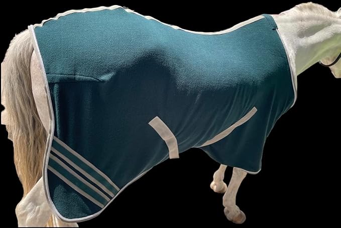 Majestic Ally Anti Pill Fleece Horse Blanket/Sheet with Silver Braided Rope (Hunter Green, 76)
