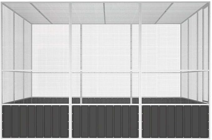 Metal Steel Large Bird Cage for Budgies, Pigeons, Galvanized Steel Birdcage Aviary House, 119.1"x127.8"x83.3", Anthracite,-570