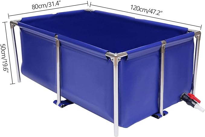 Canvas Fish Pond, Canvas Water Tank with Stainless Steel Tubes, Foldable Water Storage Pond with Drain Valve, Temporary Holding Viewing Canvas Fish Pond