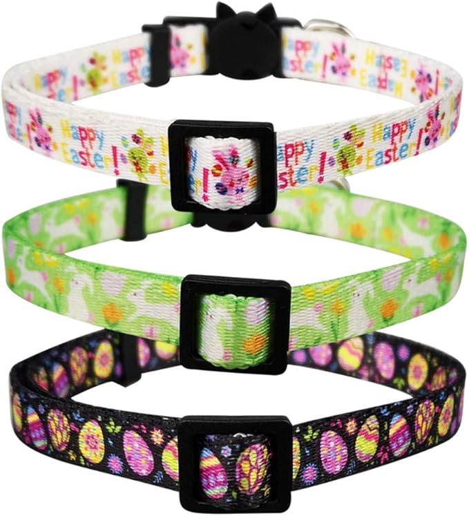 3 Pack Easter Cat Collar with Bell Breakaway Adjustable