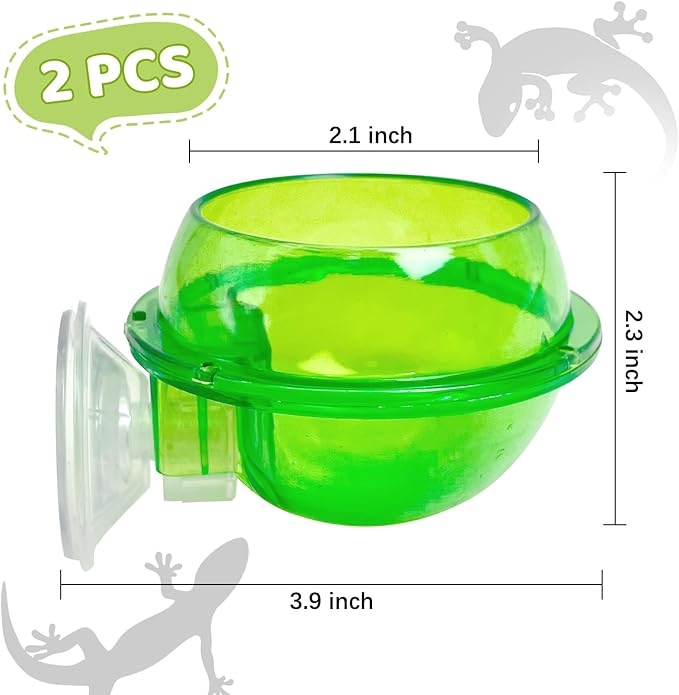 Tfwadmx Chameleon Bowl, Reptile Feeding Feeder,Worm Live Fodder Container, Water Dish Gecko Ledge Suction Cup Feeder Chameleon Supplies Accessories for Gecko Lizard Bearded Snakes Dragon 2 Pcs
