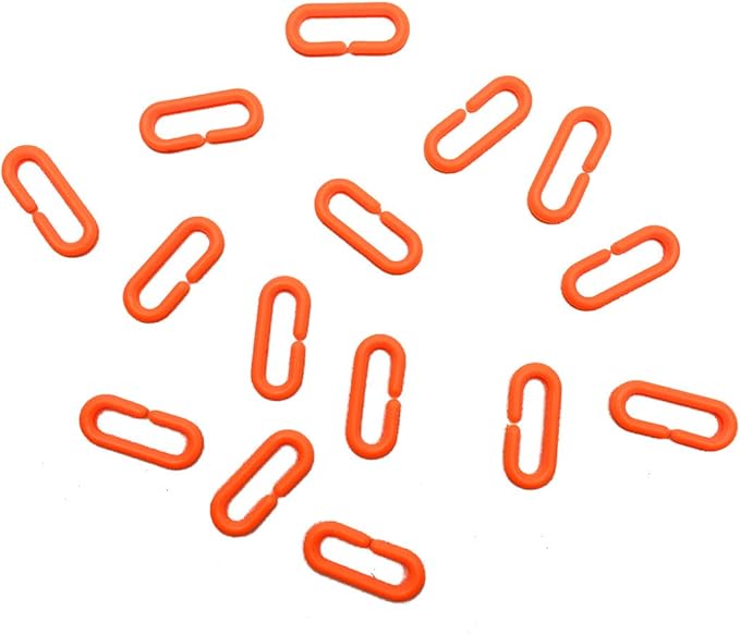 200-Piece Orange Plastic Chain Links & Toys - Interlocking C-Clip Bird Cage Accessories for Parakeets, Sugar Gliders, Small Pets (Climbing/Swinging Toys)