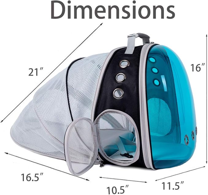 halinfer Tinted Blue Cat Backpack, Expandable Space Capsule Polarized Pet Carrier for Kitten Bunny Small Dog, Pet Carrying Hiking Traveling Backpack
