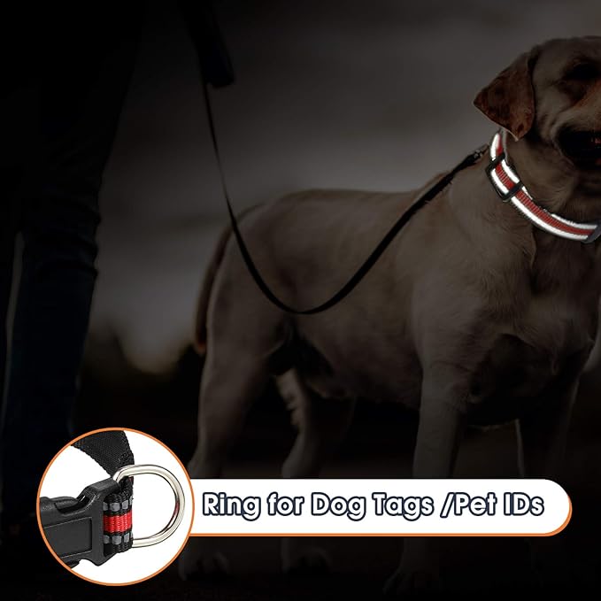 Weewooday 3 Pieces Reflective Dog Collar Nylon Adjustable Quick Release Pet Collars for Dogs(Large)