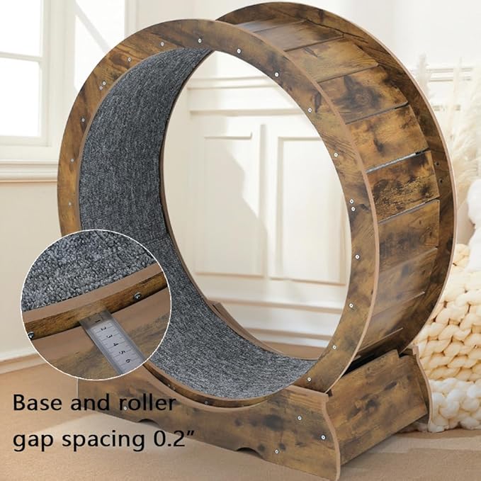Cat Exercise Wheel,Cat Running Wheel ，Large Cat Wheel Exercise for Indoor Cats ，Cheap Cat Wheel，Cat Treadmill Wheel with Locking Mechanism (Rustic, 35.4”)