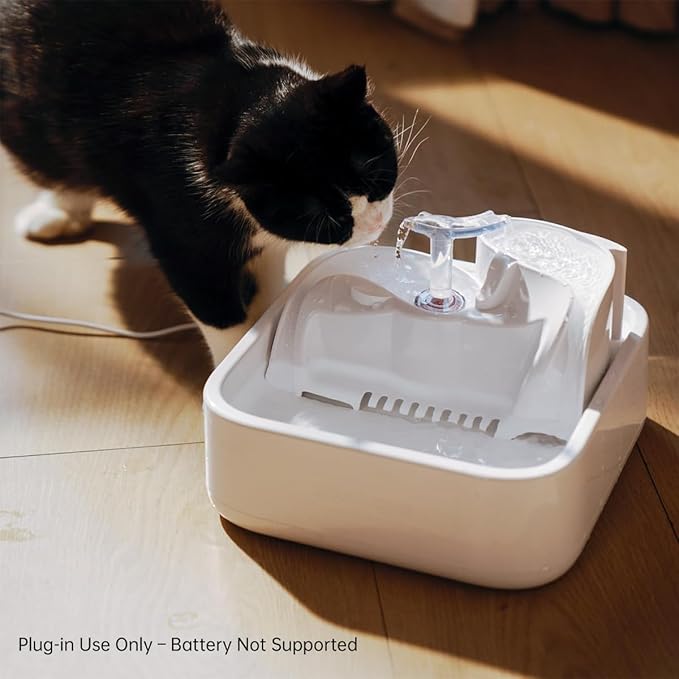 Oxygen-Riched Water Fountain for Cats Drinking Healthy, Pet Water Dispenser 3-Tired RealFountain Bowl Pro Indoor with Dual Pumps Quiet, Filter and Sponge Replaceable BPA-Free 2L/67 oz