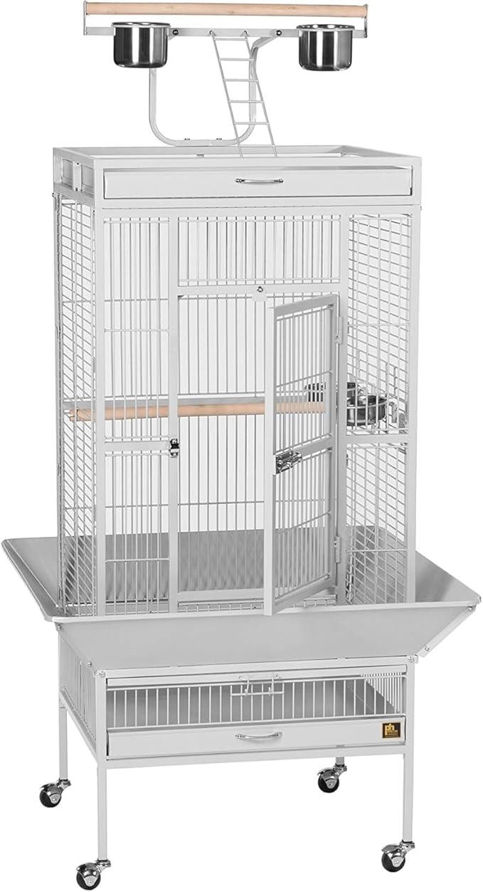 Suburban Sophistication Playtop Bird Home with Spacious Design, Durable Materials, Removable Perches Small/Pewter White