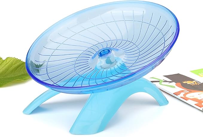 Silent Running Wheel for Small Animals, 12 Inch Flying Saucer Design, Exercise Wheel for Hamsters, Guinea Pigs, Hedgehogs, Blue