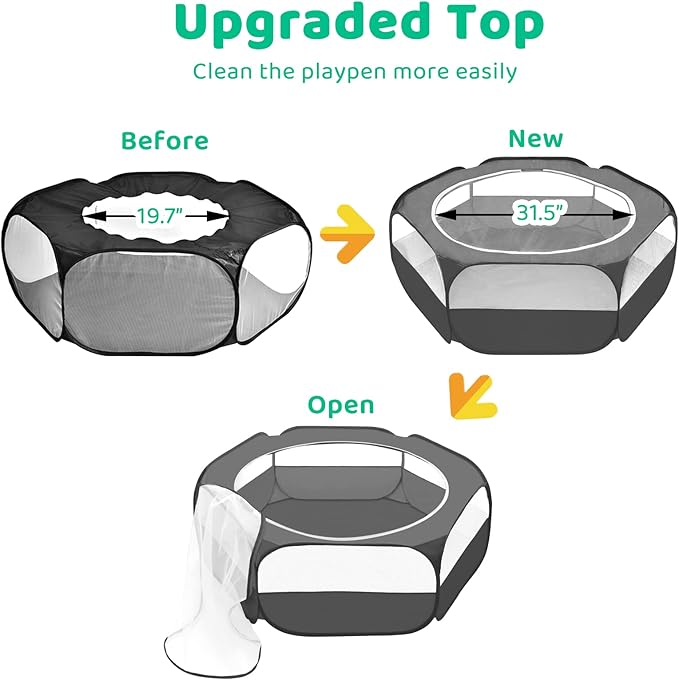Amakunft Small Animal Pop-Up Playpen with Mesh Cover, 47'' x 23.6'' x 15'' Chicken Brooder Box, Play Pen Indoor Outdoor for Guinea Pigs, Bunny, Rabbits, Ferrets, Chinchillas, Kittens