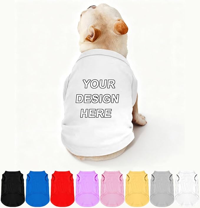 Personalized Dog Shirt Custom Pet T Shirts for Small Large Dogs Customized Puppy Clothes with Name Logo Picture Breathable Pets Sleeveless Vest Apparel Gifts, White, XL