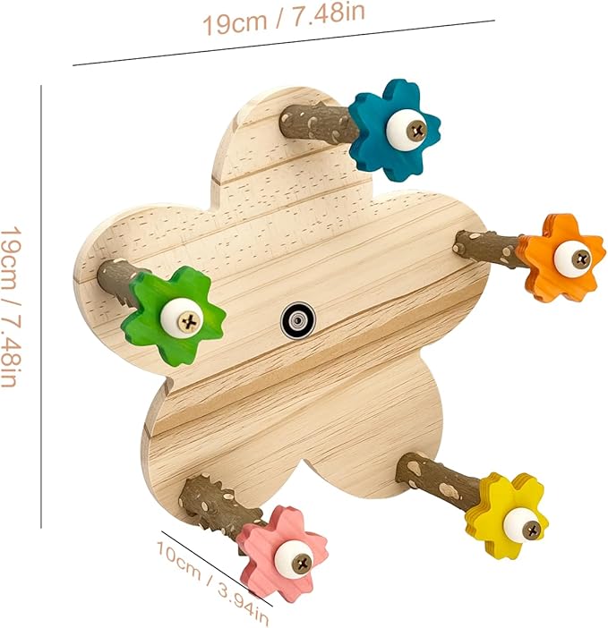 Parakeet Toys, Natural Wood Perch with 5 Branches, Unique Durable Bird Cage Accessories for Parakeets, Cockatiels, Budgerigars, Conures, Lovebirds