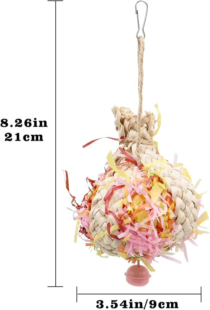 Oooct Colorful Bird Chewing Toy, Parrot Shredder & Beak Grinding Toy with Bells, Bird Cage Accessories for Cockatiels, Parakeet, Parrot, Budgies, Rat, Hamster, Chinchilla & African Grey