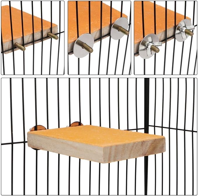 Hypeety Colorful Bird Perch Stand Platform for Parrot Macaw African Greys Budgies Parakeet Cockatiels Natural Wood Paw Grinding Clean Cage Toy (Random Color)(B)