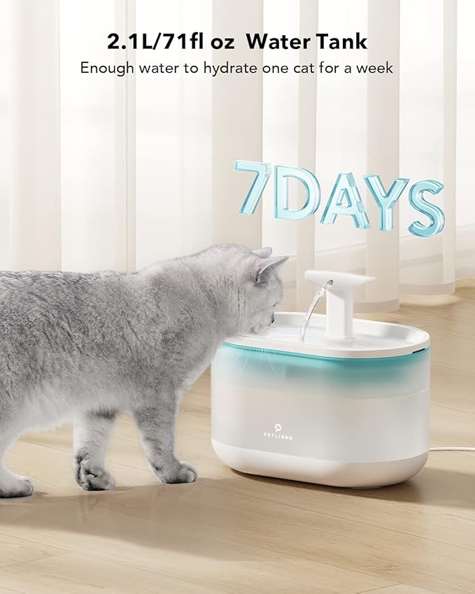 PETLIBRO 5G WiFi Cat Feeder with Camera, 2-Way Audio, Low Food & Blockage Sensor, Motion & Sound Alerts + Cat Water Fountain 71fl oz/2.1L with Two Flow Modes, Visible Water Level, 4 Large Filters