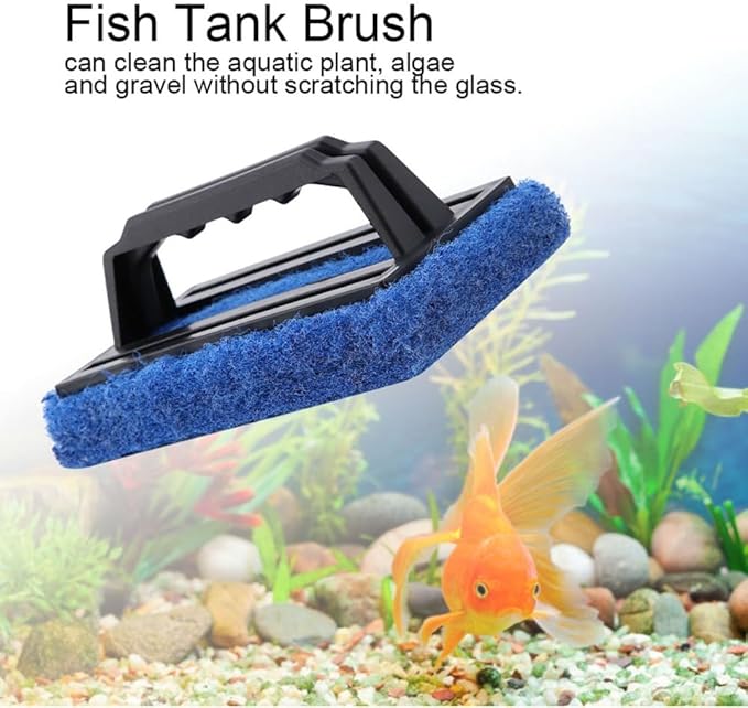 5.7inch Aquarium Scraper Plastic Brush No Dead Angles Design Glass Cleaner Tool with Ergonomic Handle for Fish Tank Maintenance
