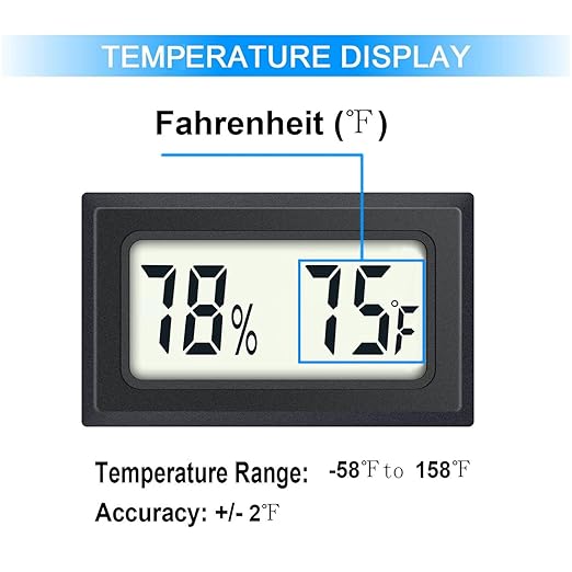 4 Pack Mini Digital Hygrometer Thermometer Gauge, Indoor Outdoor Temperature Humidity Meter for Humidifiers Greenhouse Reptile Plant Humidors, Large LCD Screen, Display in Fahrenheit (℉) (4)