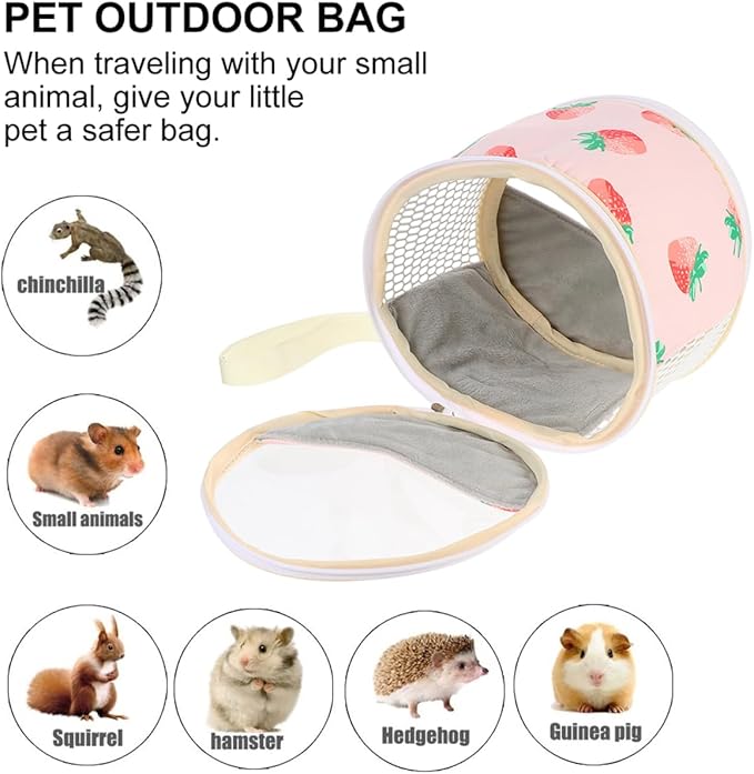 POPETPOP Guinea Pig Carrier, Portable Hamster Carrier Bag, Clear Bunny Backpack Carrier, Hamster Out Bag, Small Pet Travel Carrier for Bunny, Rat, Bird, Hedgehog