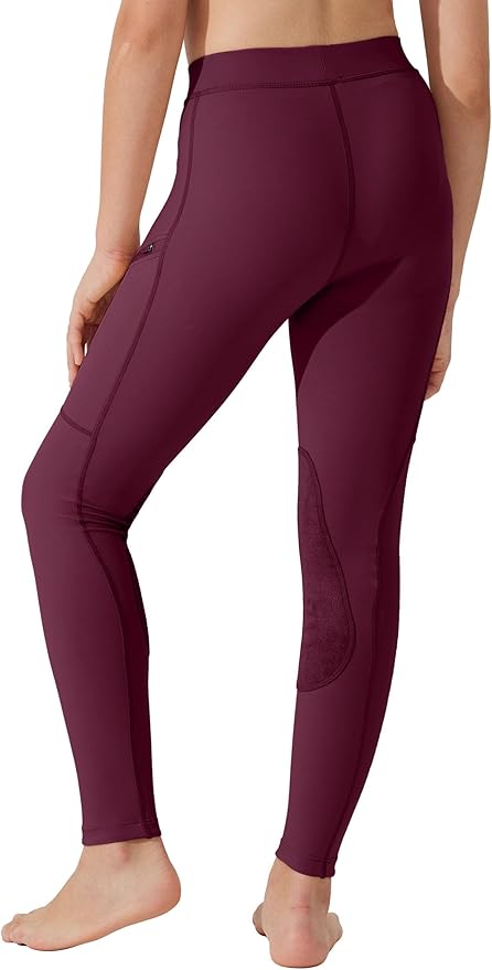 Willit Girls Horse Riding Pants Tights Kids Equestrian Breeches Knee-Patch Youth Schooling Tights Zipper Pockets