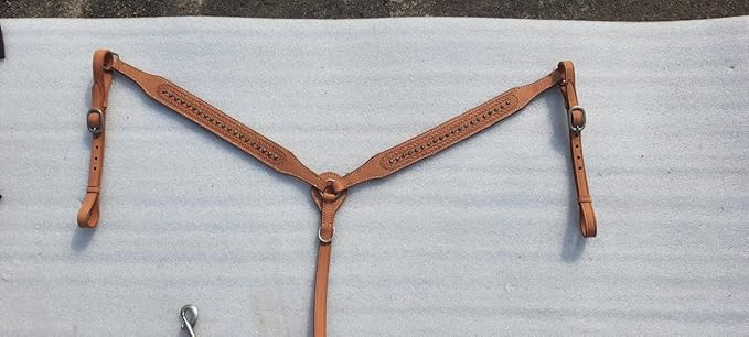 Premium Leather Western Breast Collar for Horse Riding | Adjustable & Comfortable Equestrian Tack | Durable Saddle Strap for Roping & Ranch Work