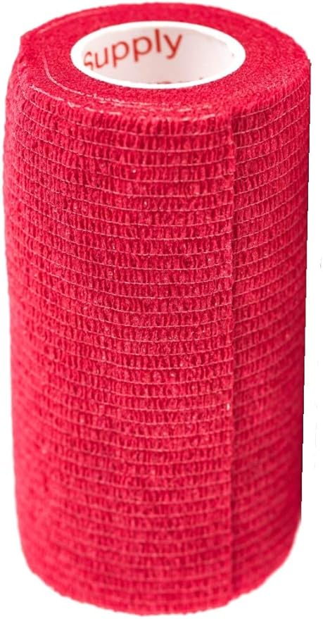 Prairie Horse Supply 3 Inch Vet Wrap Tape Bulk (Red, Yellow, Black and Black Paw Prints on Yellow, Red, Teal) (Pack of 6) Self Adhesive Adherent Adhering Flex Bandage Grip Roll for Dog Cat Pet