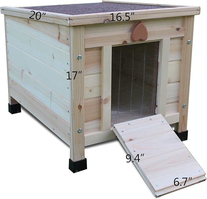 Rockever Outdoor Cat House,Outdoor cat Houses for Feral Cats Weatherproof Rabbit Hutch Small, Wooden Small Pet House and Habitats-Beige