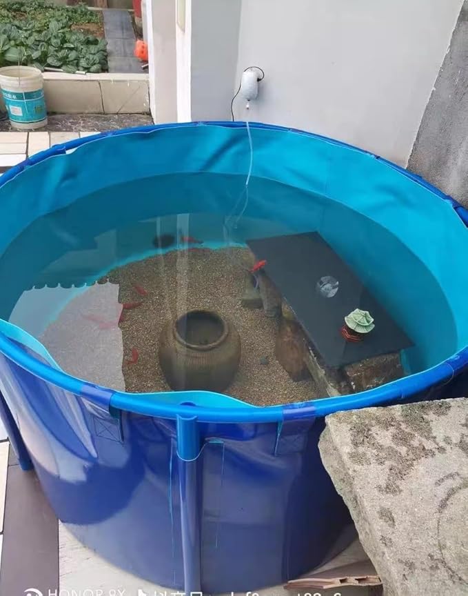 Canvas Fish Pond for Koi Large Collapsible Canvas/Plastic Above-Ground Ponds for Koi Culture Agricultural Irrigation Above Ground Pond with Durable Brackets 78X39 in(3100 L)