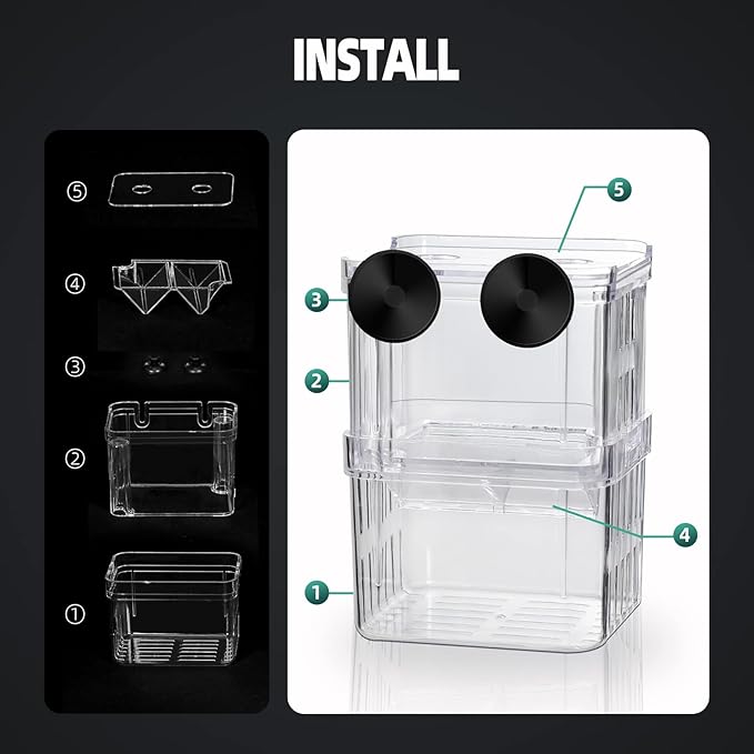 Breeding Box for Fish Tank, Aquarium Hatchery Incubator Breeder Box, Isolation Divider Hatching Boxes for Small Baby Fishes Shrimp Clownfish and Guppy