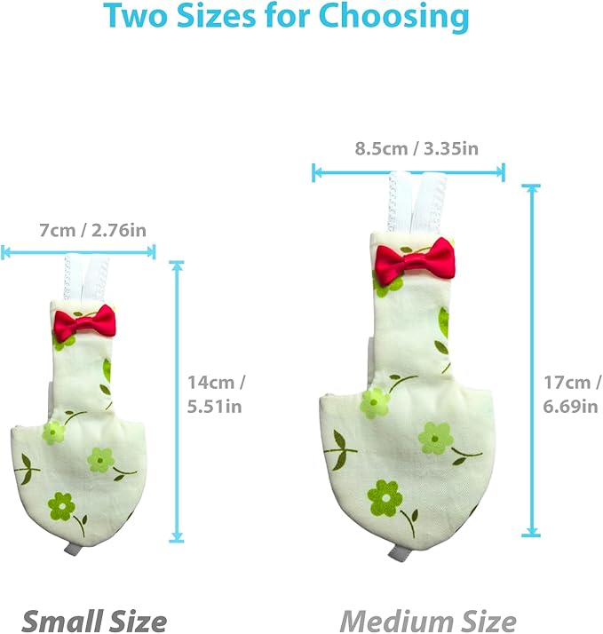 UKJENT Bird Diaper with 78 Inch Flying Leash - 2 Pack, Reusable Flight Suit with Waterproof Inner Layer, Washable Cute Urine Wet Suit for Cockatiel Monk Parakeet Sun Parakeet Lory(S)