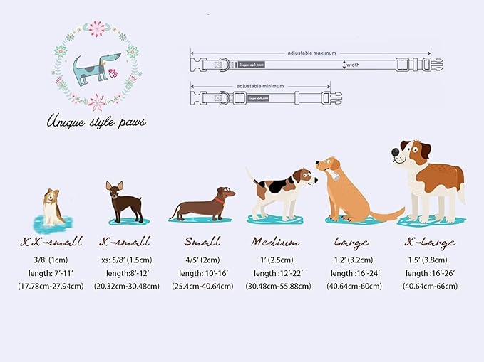 Unique style paws Dog Collar Metal Buckle Pink Rose Collar Flower Gift Durable Cute Collar for Small Medium Large Boys Girls Dogs