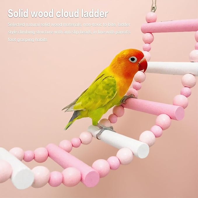 Bird Cage Accessories - Cockatiel Toys Bird Rope Perches Swing Suitable for Parakeet Conure Cockatiel Mynah Love Birds Finches(Pink)
